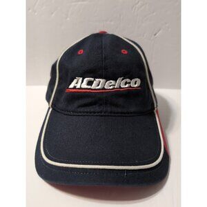 AC Delco Embroidered Strap Back Baseball Cap Hat Cotton Red White Blue